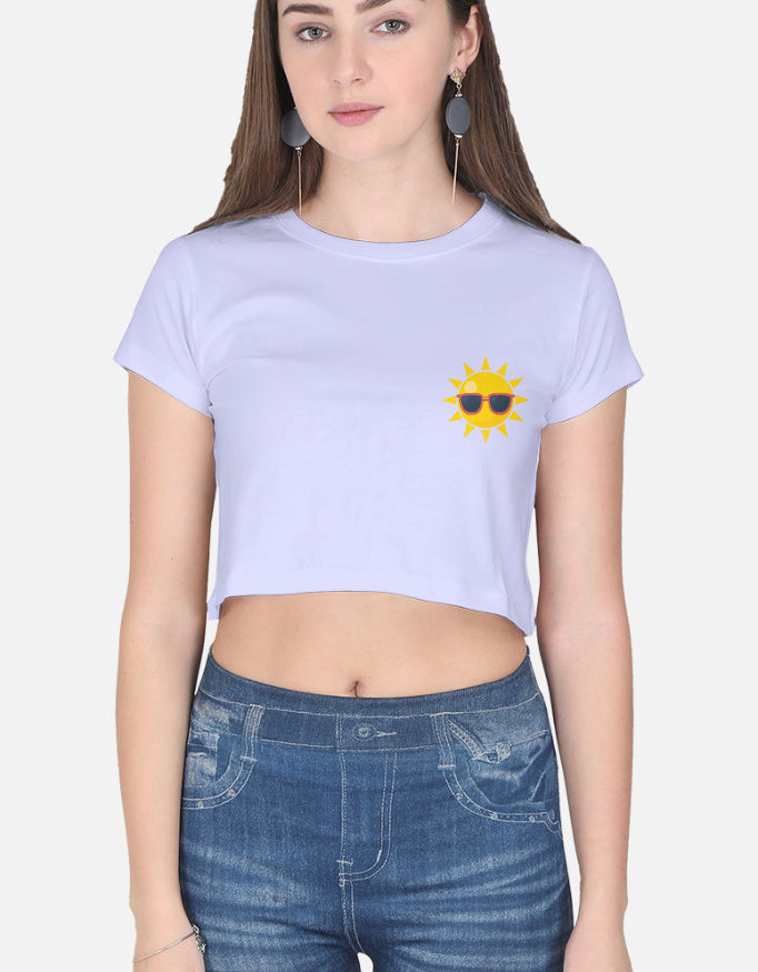 Sunny Smiley Crop Top cotton fabric heavyweight fabric detail view by HAViT Apparel