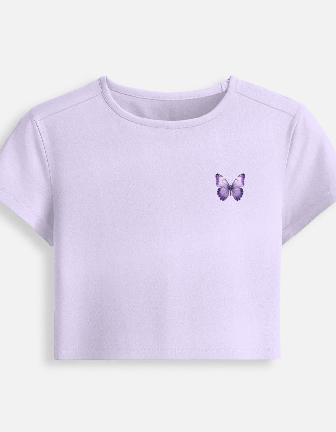 Butterfly Core Baby Tee cotton fabric heavyweight fabric detail view by HAViT Apparel