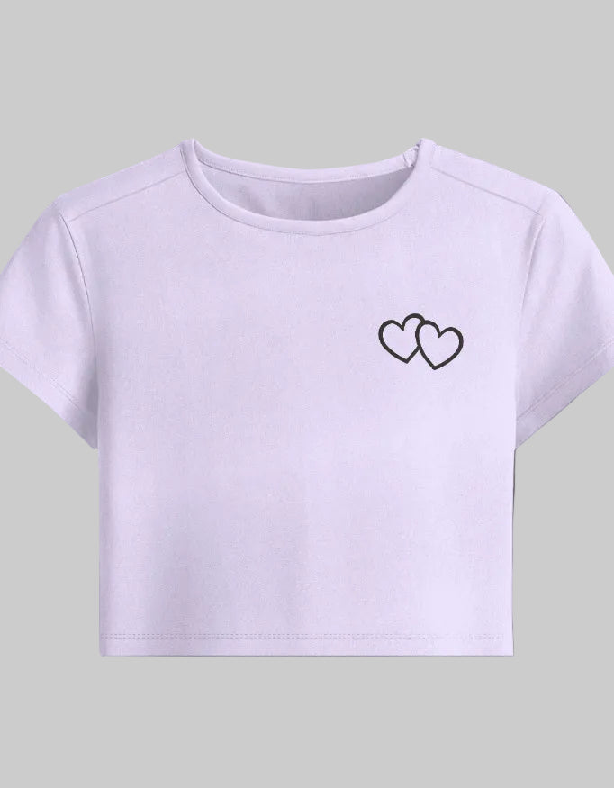 Heart Outline Baby Tee cotton fabric heavyweight fabric detail view by HAViT Apparel