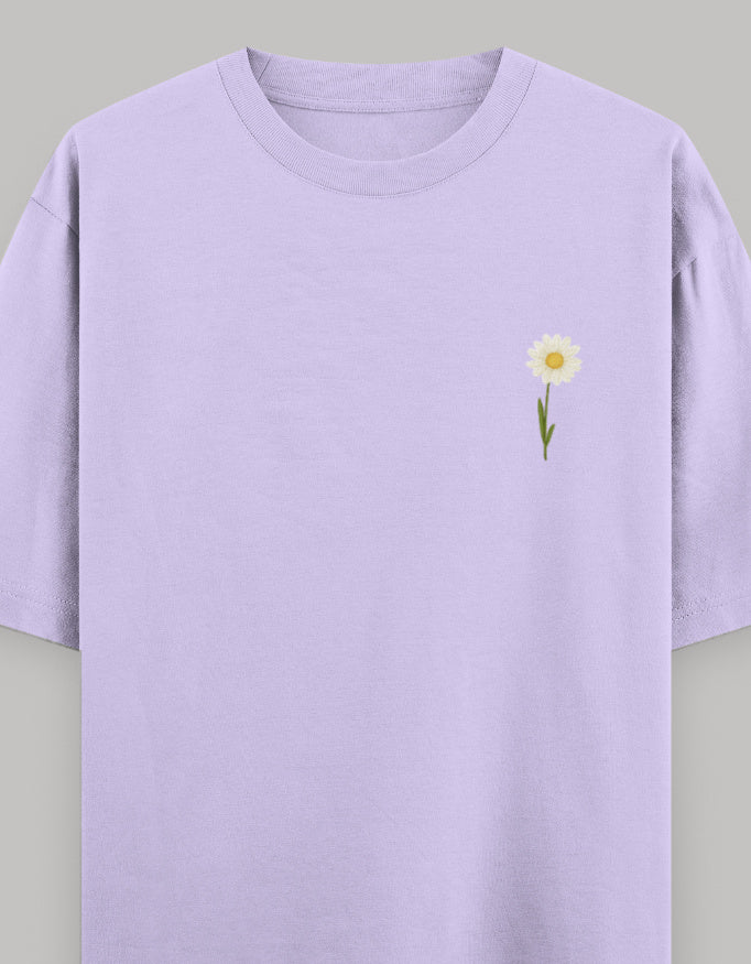 Never Quit Floral Statement Oversized Tee t-shirt oversized fit cotton fabric heavyweight fabric printed design detail view by HAViT Apparel