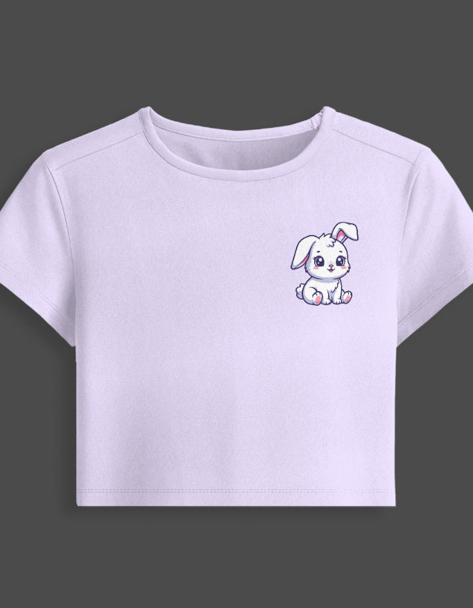 Soft Bunny Graphic Baby Tee cotton fabric heavyweight fabric detail view by HAViT Apparel