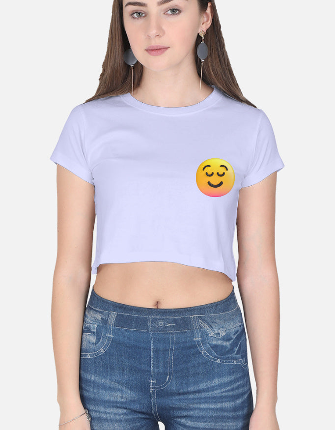 Classic Smiley Crop Top cotton fabric heavyweight fabric detail view by HAViT Apparel