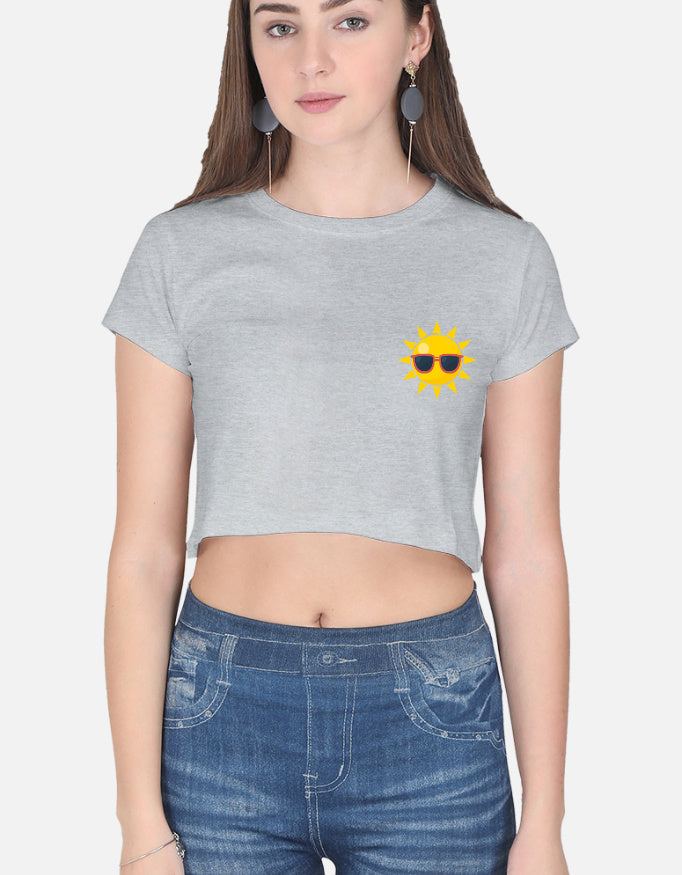 Sunny Smiley Crop Top cotton fabric heavyweight fabric detail view by HAViT Apparel