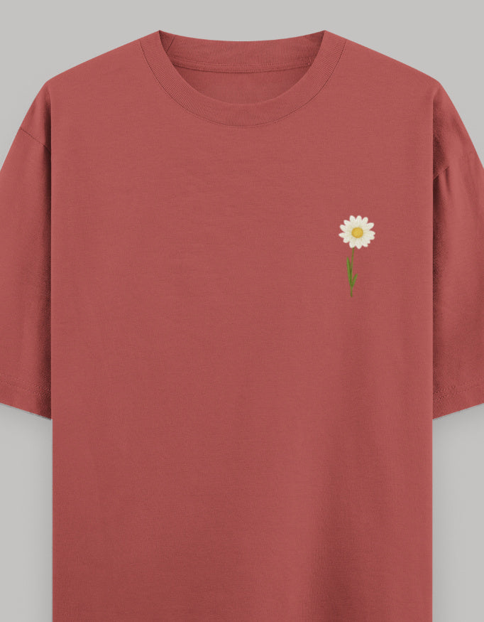 Never Quit Floral Statement Oversized Tee t-shirt oversized fit cotton fabric heavyweight fabric printed design detail view by HAViT Apparel