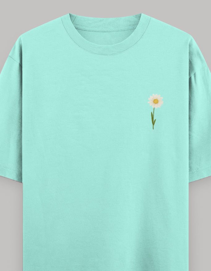 Never Quit Floral Statement Oversized Tee t-shirt oversized fit cotton fabric heavyweight fabric printed design detail view by HAViT Apparel