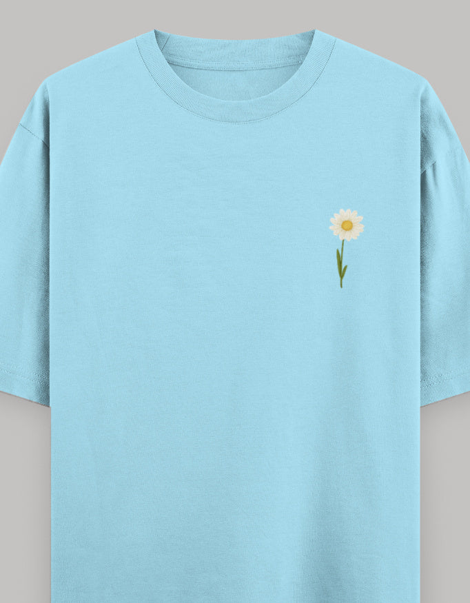 Never Quit Floral Statement Oversized Tee t-shirt oversized fit cotton fabric heavyweight fabric printed design detail view by HAViT Apparel