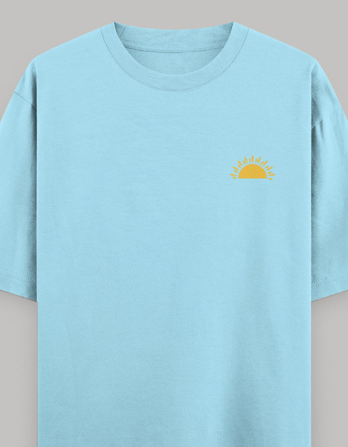 Rising Sun Pocket Embroidered Oversized Tee t-shirt oversized fit cotton fabric heavyweight fabric embroidered design detail view by HAViT Apparel
