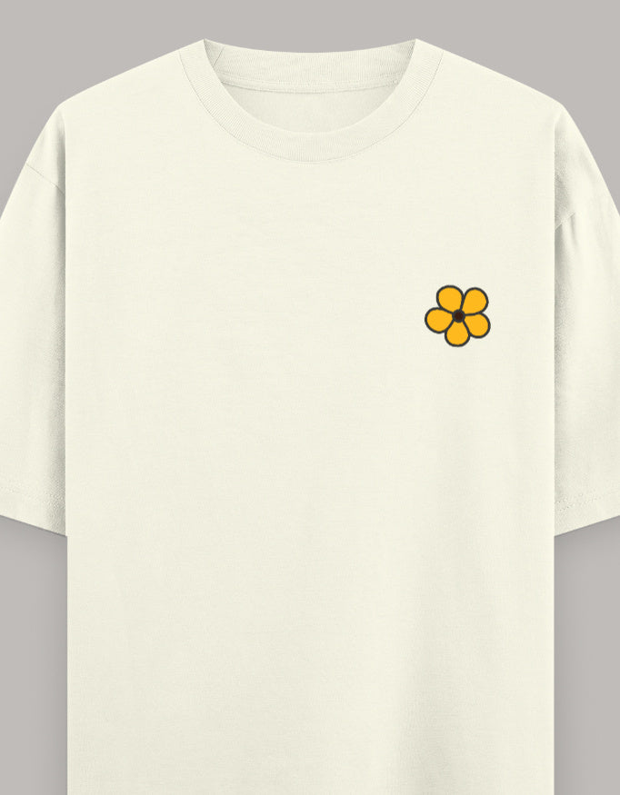 Believe in You Floral Oversized Tee t-shirt oversized fit cotton fabric heavyweight fabric printed design detail view by HAViT Apparel