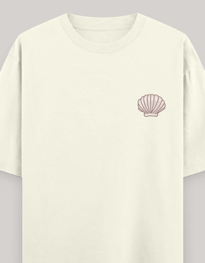 Coastal Mood Oversized Cotton T-Shirt t-shirt oversized fit cotton fabric heavyweight fabric printed design detail view by HAViT Apparel