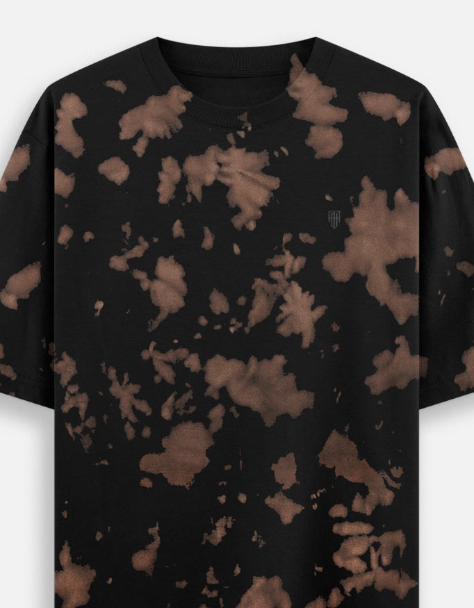 Black Brown- Tie Dye Oversized T-Shirt t-shirt oversized fit cotton fabric heavyweight fabric detail view by HAViT Apparel