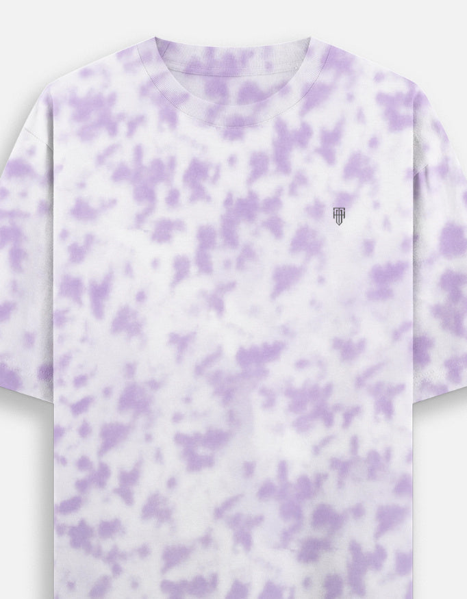 White Lavender- Tie Dye Oversized T-Shirt t-shirt oversized fit cotton fabric heavyweight fabric detail view by HAViT Apparel