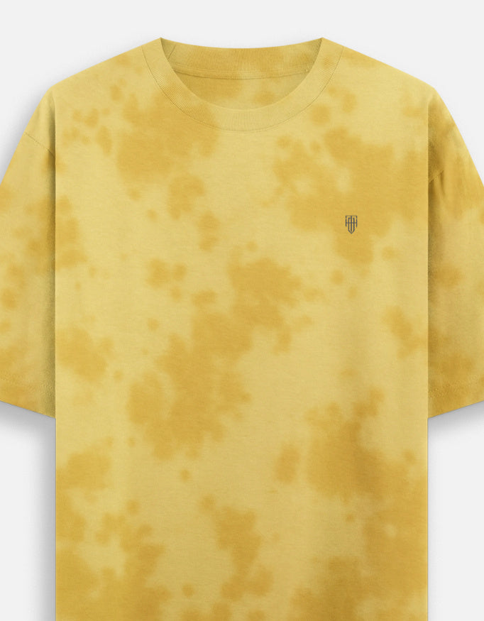 Yellow Tie Dye Oversized T-Shirt t-shirt oversized fit cotton fabric heavyweight fabric detail view by HAViT Apparel