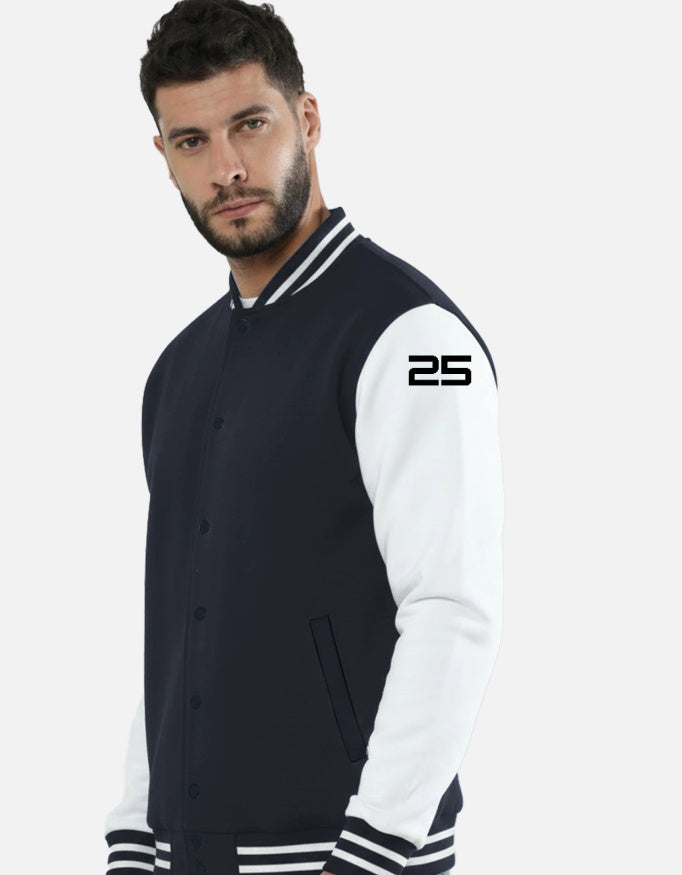 League 25 Number Varsity Jacket jacket oversized fit cotton fabric heavyweight fabric detail view by HAViT Apparel