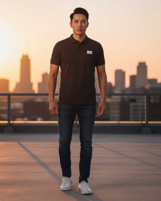 90- Men's Polo t-shirt regular fit cotton fabric heavyweight fabric detail view by HAViT Apparel