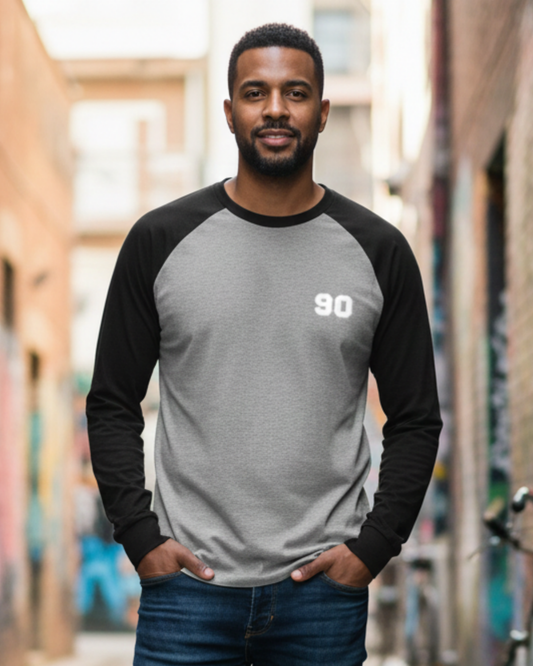 90 Old-School Raglan T-Shirt cotton fabric heavyweight fabric detail view by HAViT Apparel