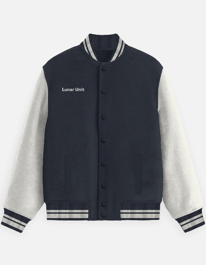 Space Edition Varsity Jacket – Astro Club jacket cotton fabric heavyweight fabric graphic print detail view by HAViT Apparel
