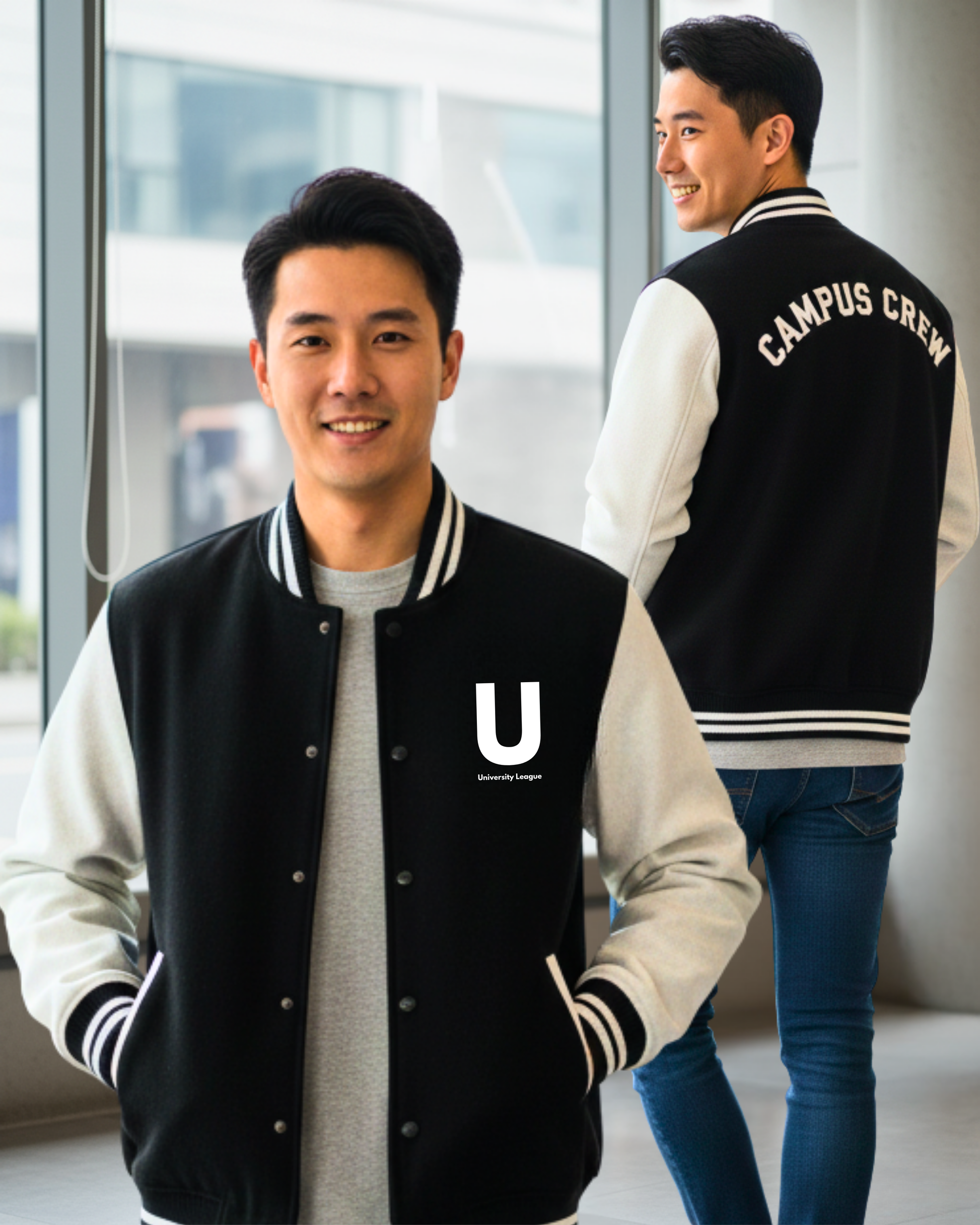 University League Varsity Jacket – Classic Design jacket cotton fabric heavyweight fabric detail view by HAViT Apparel