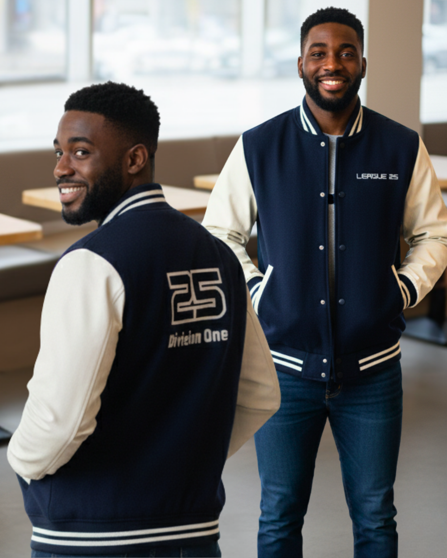 League 25 Number Varsity Jacket jacket oversized fit cotton fabric heavyweight fabric detail view by HAViT Apparel