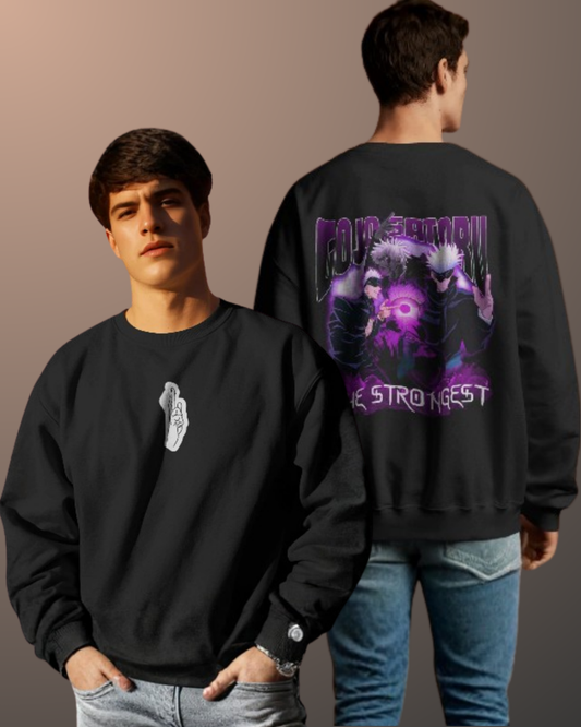 Anime Oversized Sweatshirt oversized fit cotton fabric heavyweight fabric detail view by HAViT Apparel