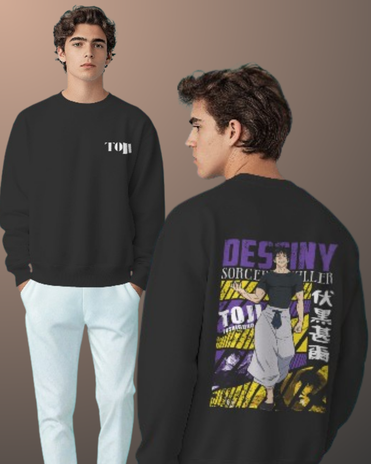 Anime Oversized Sweatshirt oversized fit cotton fabric heavyweight fabric detail view by HAViT Apparel
