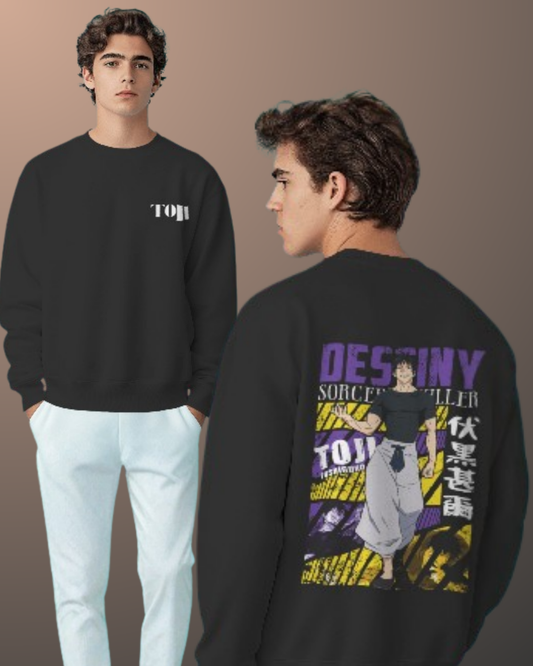 Anime Oversized Sweatshirt oversized fit cotton fabric heavyweight fabric detail view by HAViT Apparel
