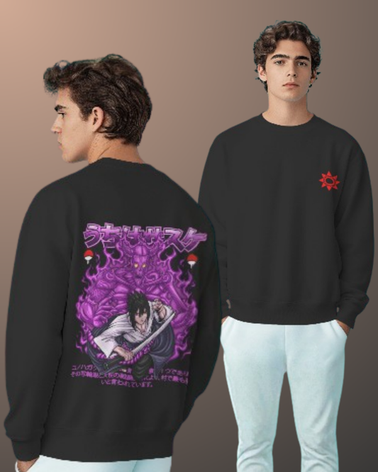 Anime Oversized Sweatshirt oversized fit cotton fabric heavyweight fabric detail view by HAViT Apparel