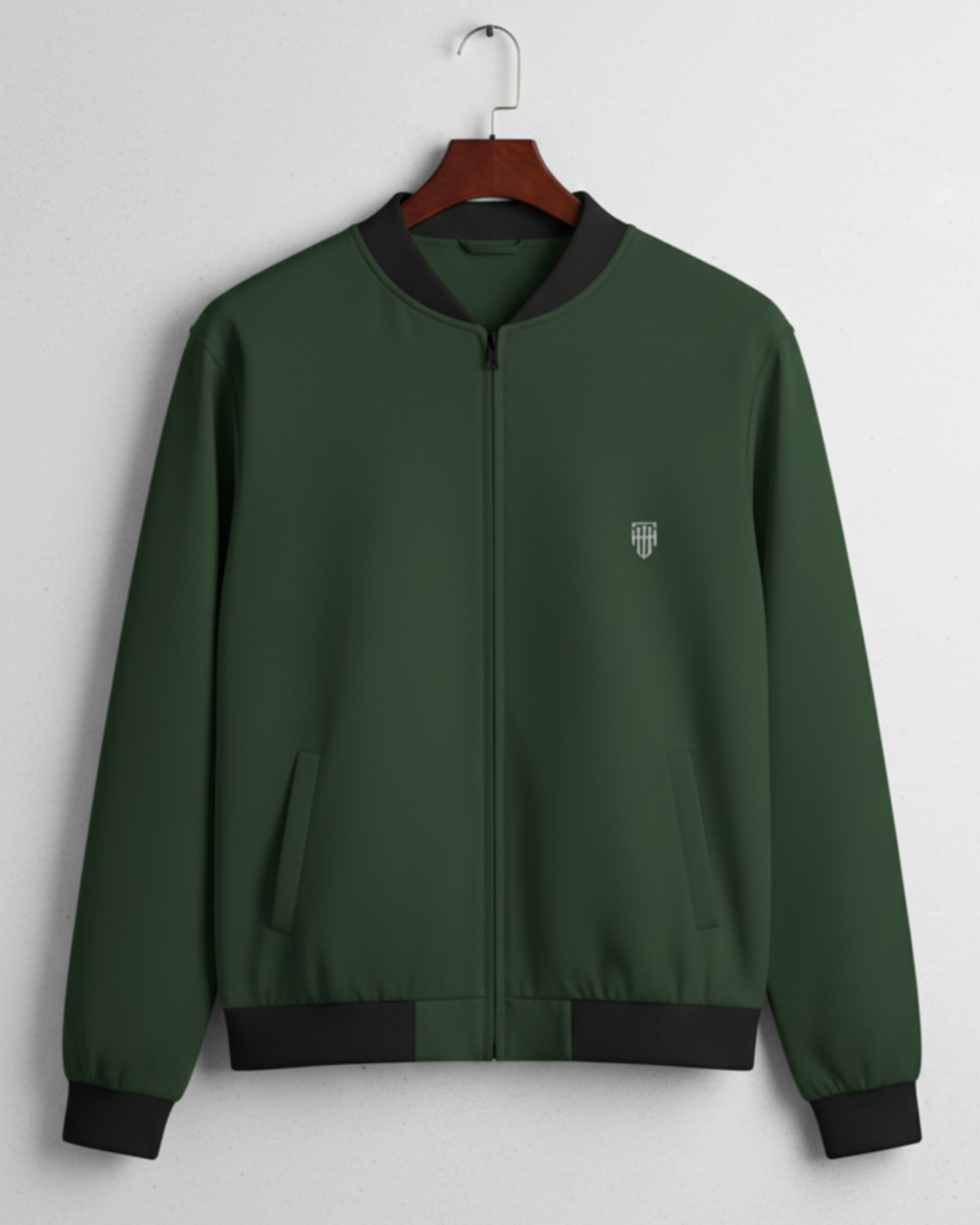 Army Green Men's Bomber Jacket jacket regular fit heavyweight fabric printed design detail view by HAViT Apparel