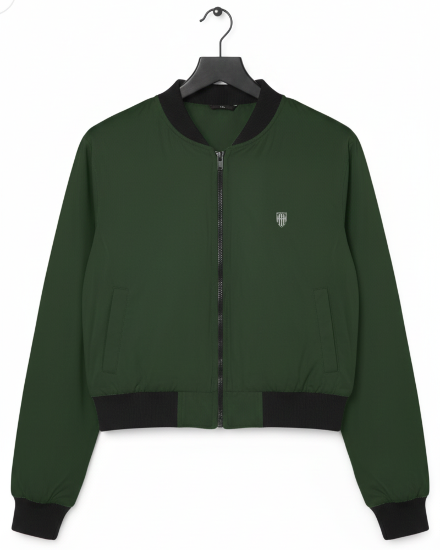 Army Green Women's Bomber Jacket jacket regular fit heavyweight fabric printed design detail view by HAViT Apparel