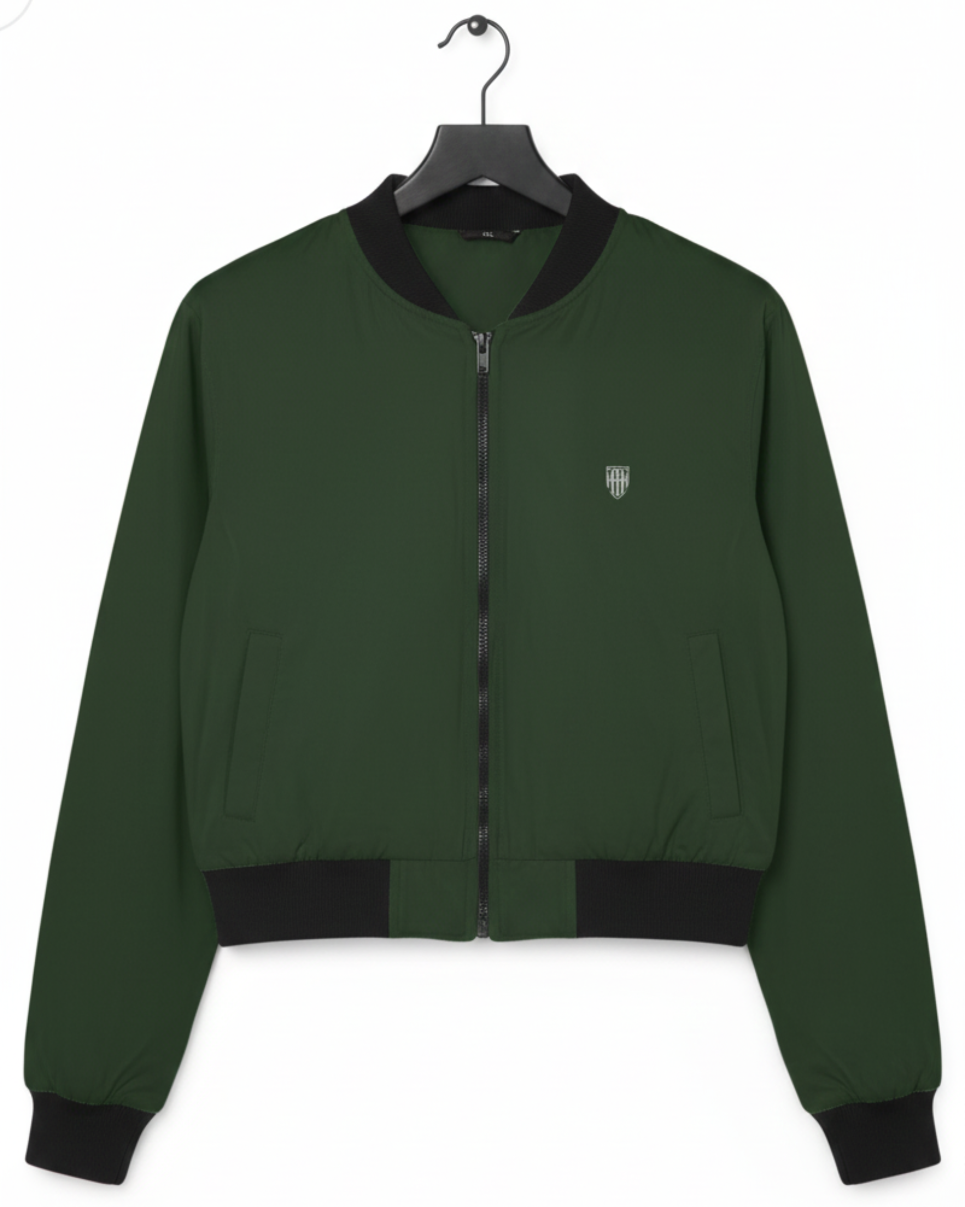 Army Green Women's Bomber Jacket jacket regular fit heavyweight fabric printed design detail view by HAViT Apparel