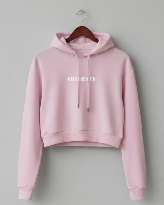 Women’s Authentic Crop Hoodie – Barcode Graphic Style hoodie cotton fabric heavyweight fabric detail view by HAViT Apparel