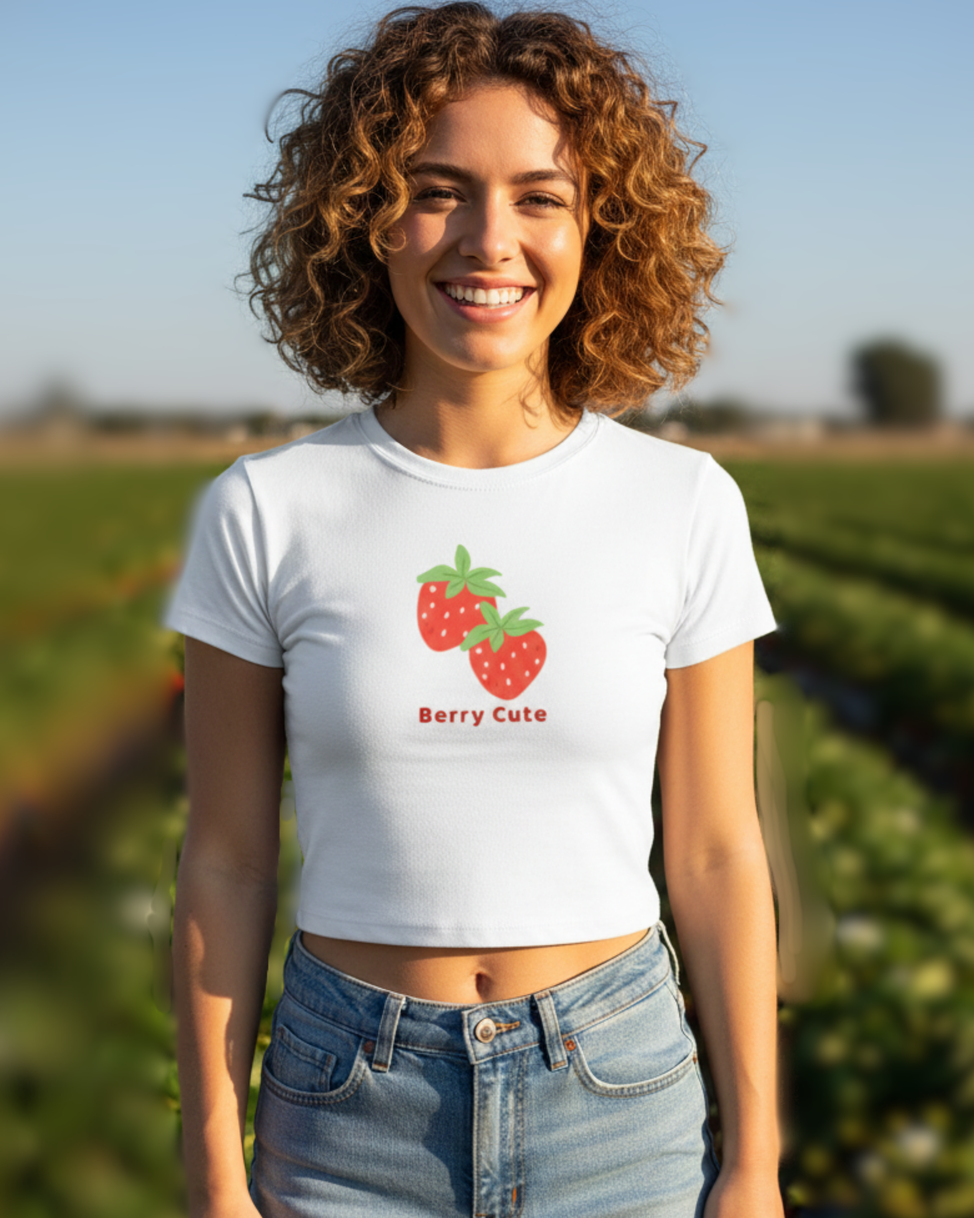 Sweet Berry Aesthetic Baby Tee cotton fabric heavyweight fabric detail view by HAViT Apparel