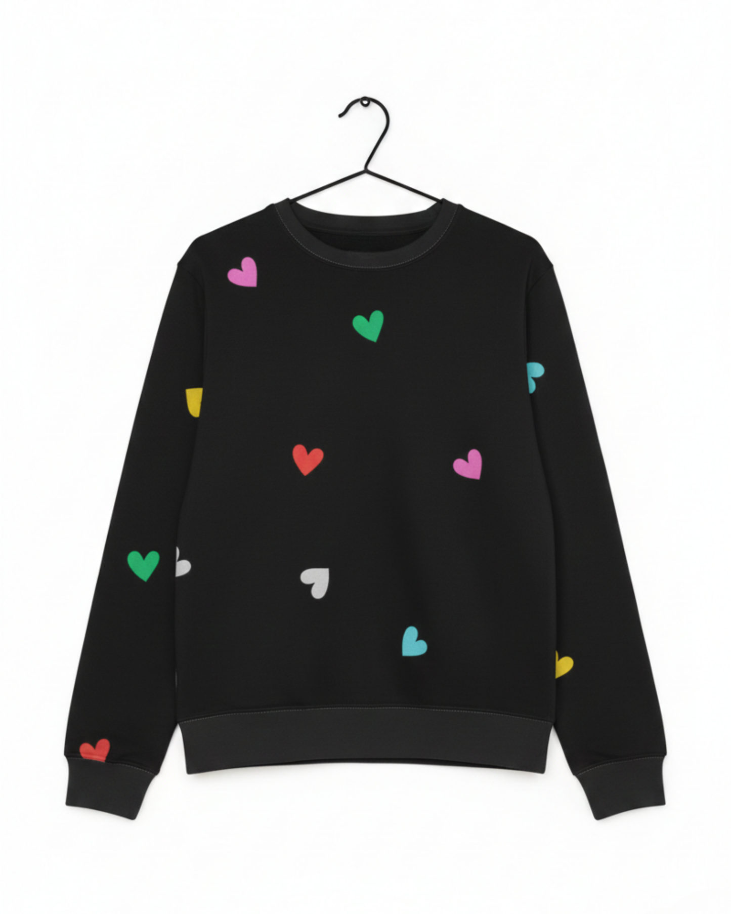 Soft Fleece Sweatshirt with Mini Hearts Print sweatshirt regular fit heavyweight fabric printed design detail view by HAViT Apparel