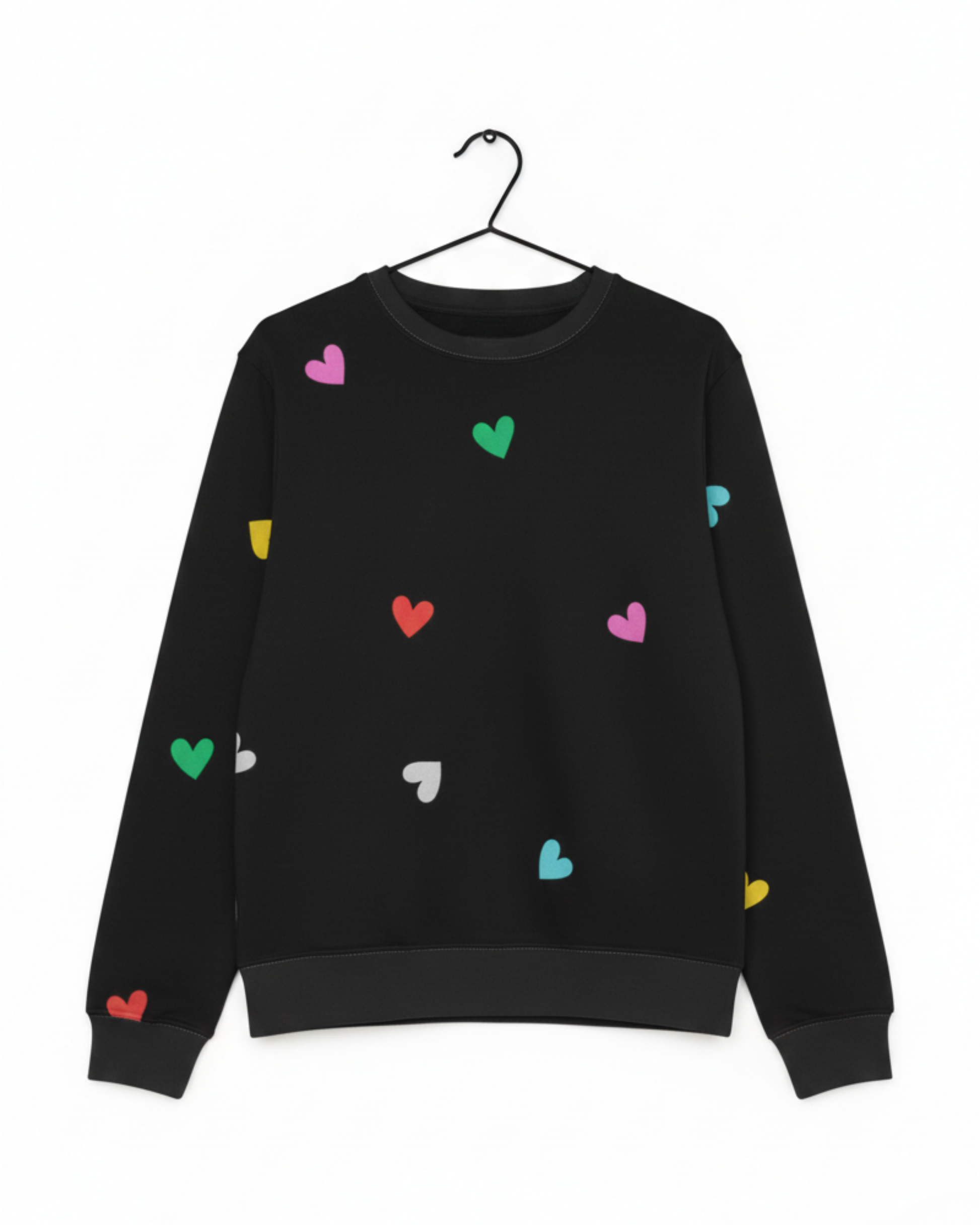 Soft Fleece Sweatshirt with Mini Hearts Print sweatshirt regular fit heavyweight fabric printed design detail view by HAViT Apparel