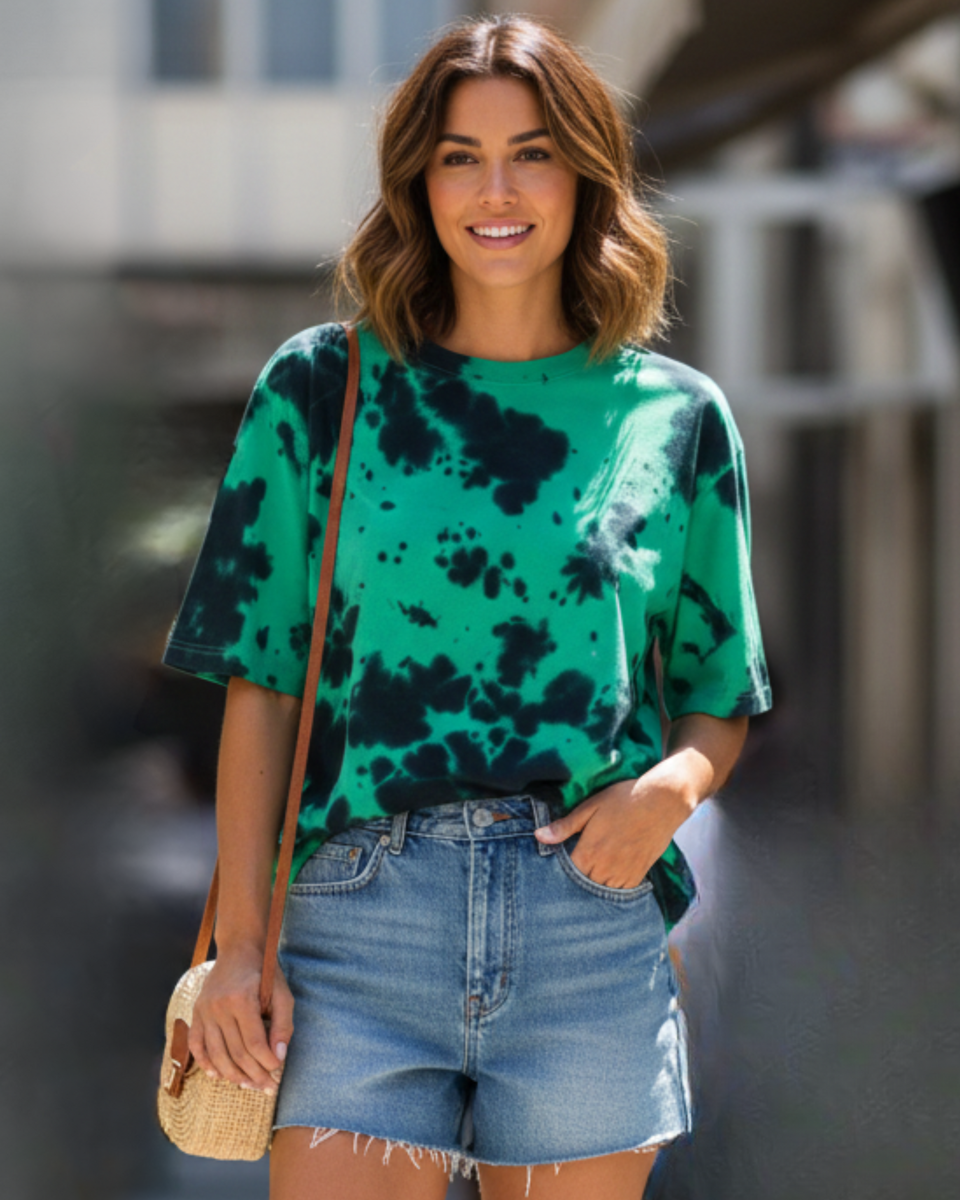 Green Tie Dye Oversized T-Shirt t-shirt oversized fit cotton fabric heavyweight fabric detail view by HAViT Apparel