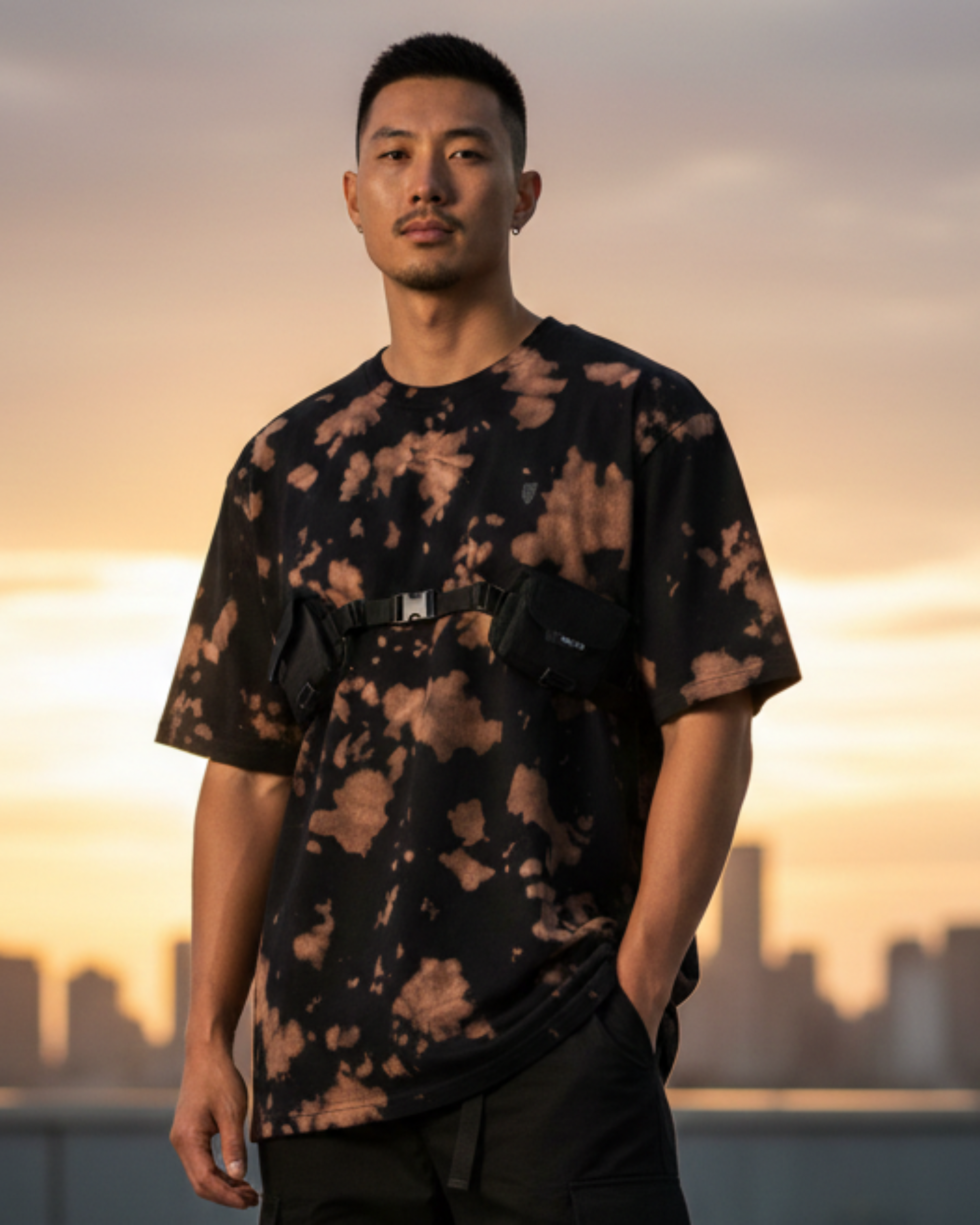 Black Brown- Tie Dye Oversized T-Shirt t-shirt oversized fit cotton fabric heavyweight fabric detail view by HAViT Apparel