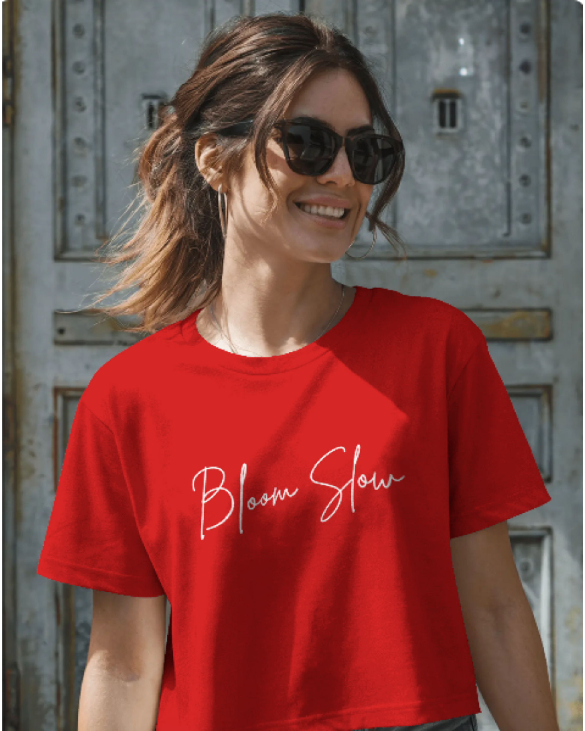 Bloom Slow Crop Top cotton fabric heavyweight fabric detail view by HAViT Apparel
