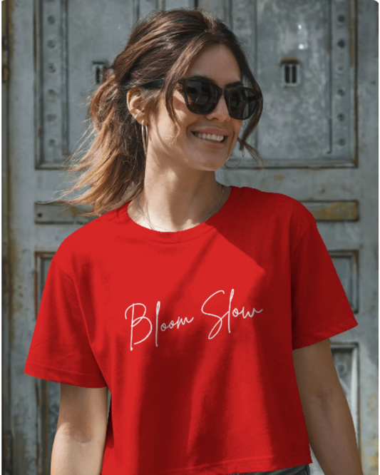 Bloom Slow Crop Top cotton fabric heavyweight fabric detail view by HAViT Apparel
