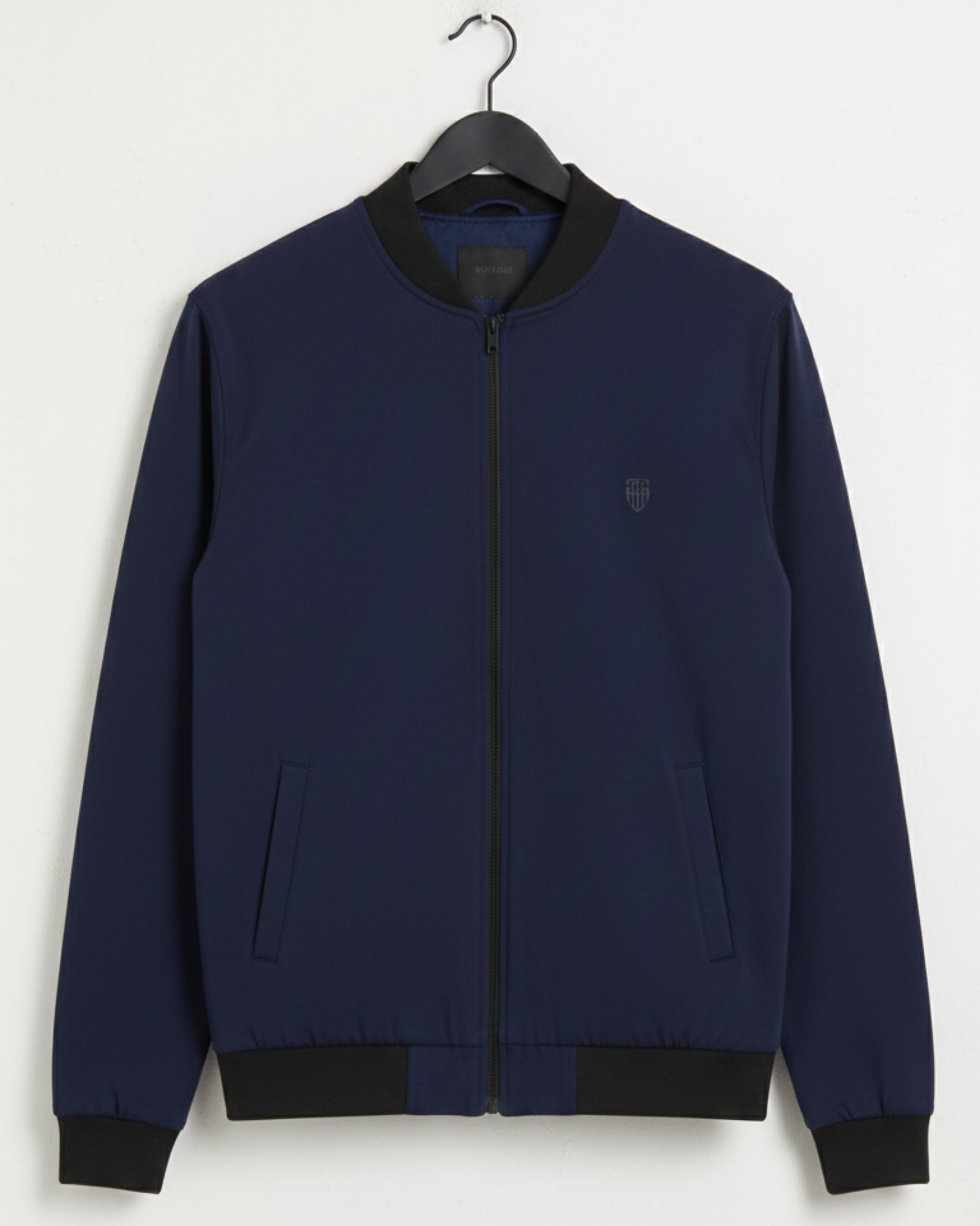 Deep Space Navy Bomber Jacket – Premium Warm Fleece jacket regular fit heavyweight fabric printed design detail view by HAViT Apparel