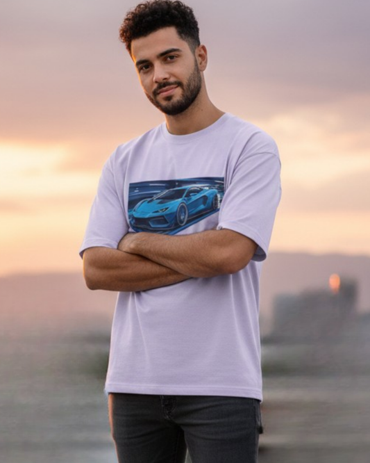 Neon Velocity Oversized Terry Tshirt oversized fit cotton fabric heavyweight fabric graphic print printed design detail view by HAViT Apparel