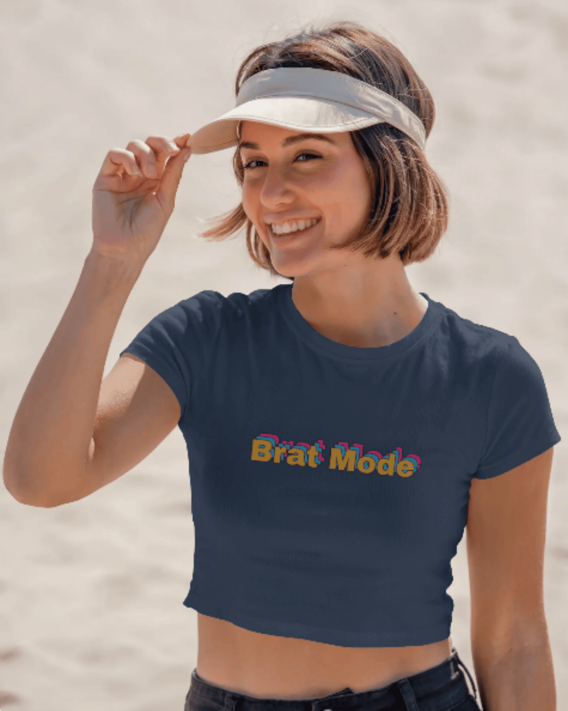 Minimal Brat Mode Crop Tee cotton fabric heavyweight fabric detail view by HAViT Apparel