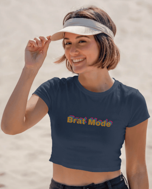 Minimal Brat Mode Crop Tee cotton fabric heavyweight fabric detail view by HAViT Apparel