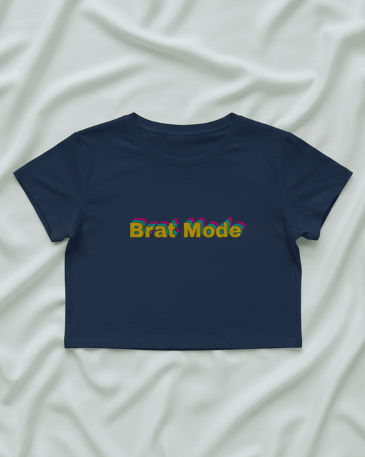 Minimal Brat Mode Crop Tee cotton fabric heavyweight fabric detail view by HAViT Apparel