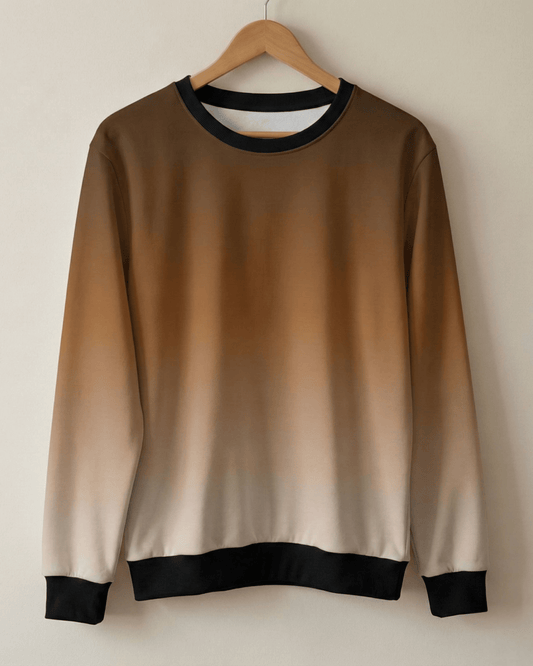 Men’s Gradient Sweatshirt – Brown to Cream Fade sweatshirt regular fit heavyweight fabric printed design detail view by HAViT Apparel