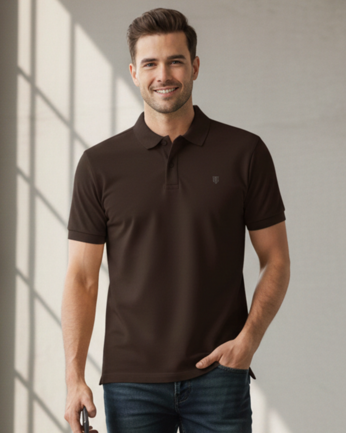 Classic Men's Polo t-shirt regular fit cotton fabric heavyweight fabric detail view by HAViT Apparel