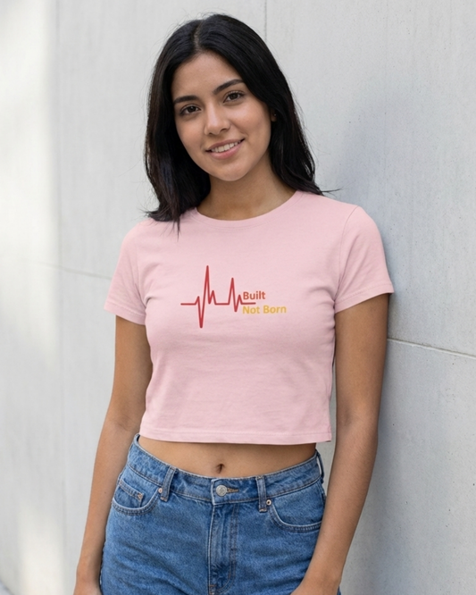 Built Not Born Crop Top cotton fabric heavyweight fabric detail view by HAViT Apparel
