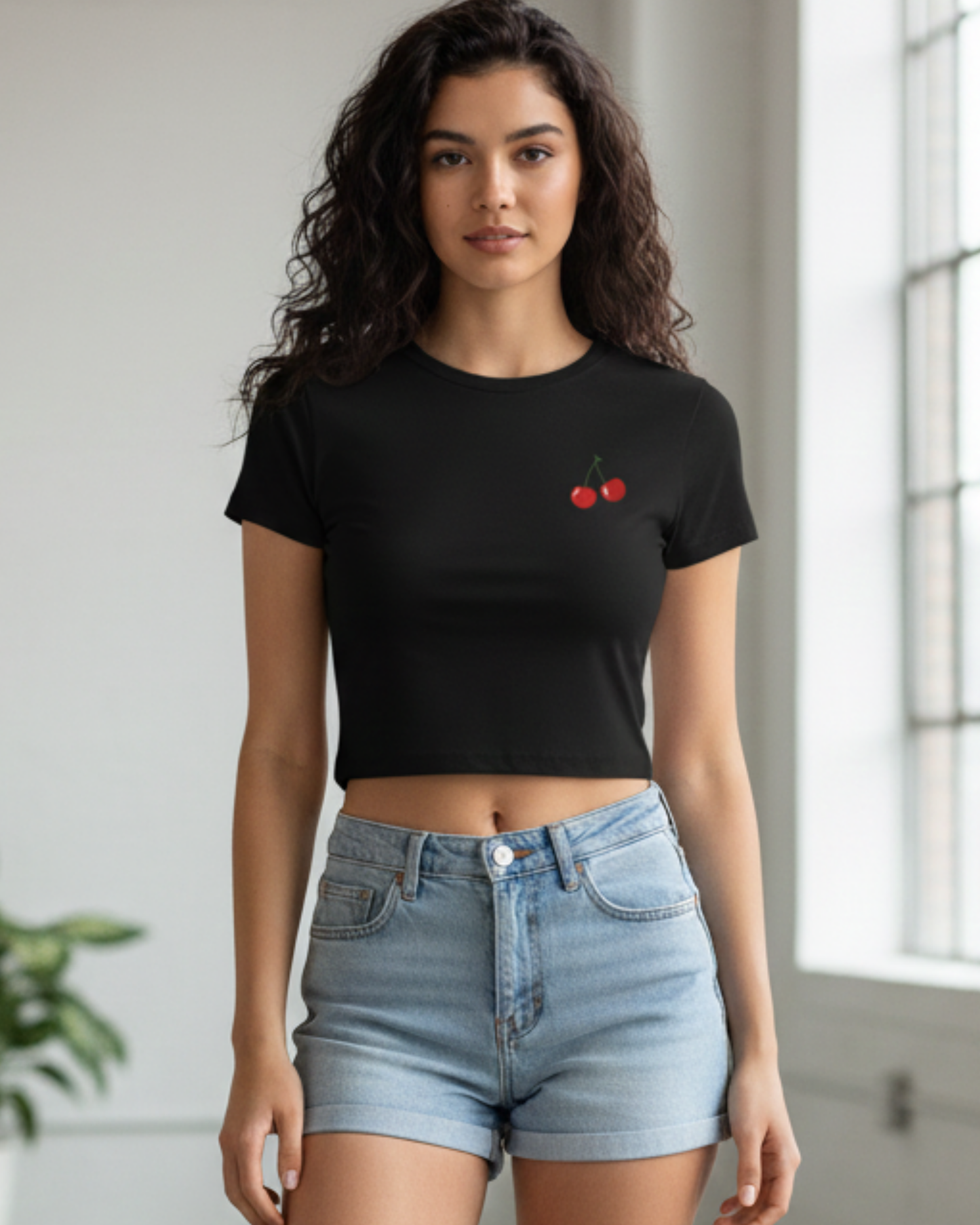 Cherry Baby Tee – Cute Street Style cotton fabric heavyweight fabric detail view by HAViT Apparel