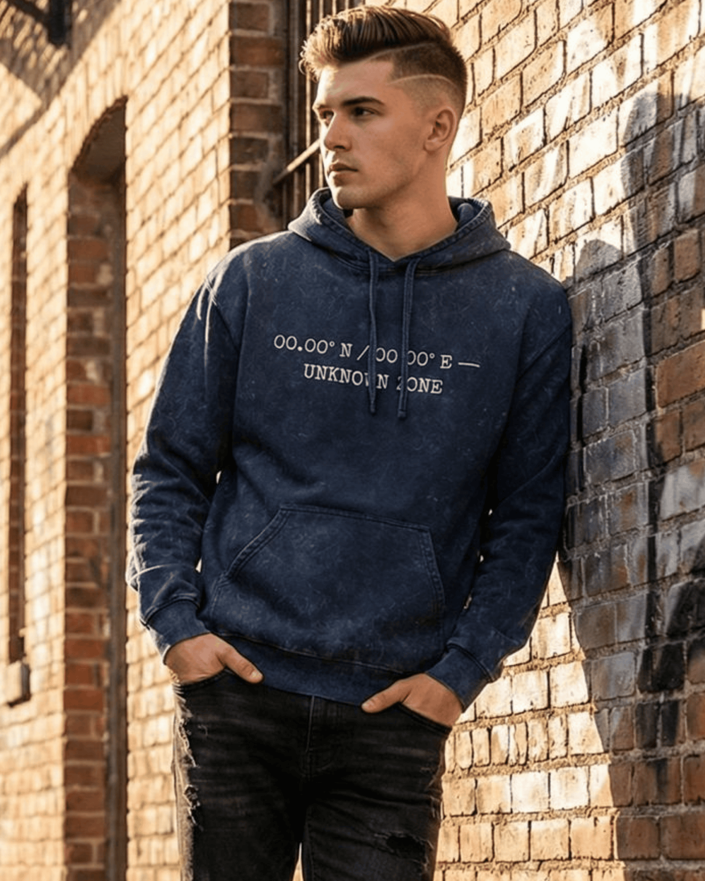 Unknown Zone- Elite Acid Wash Heavyweight Hoodie hoodie oversized fit acid washed heavyweight fabric detail view by HAViT Apparel