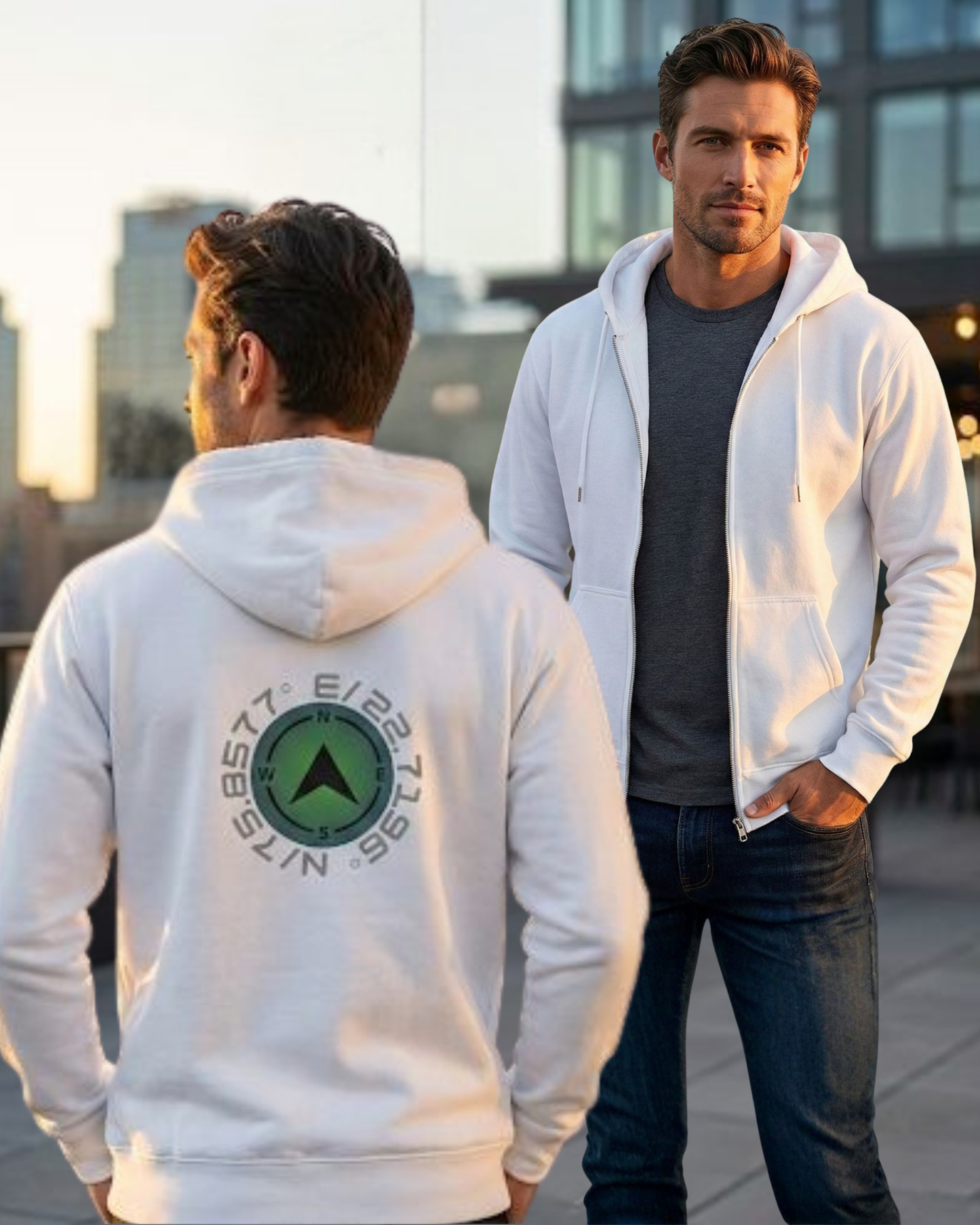 Urban Core Zip-Up Hoodie – 400 GSM regular fit cotton fabric heavyweight fabric detail view by HAViT Apparel