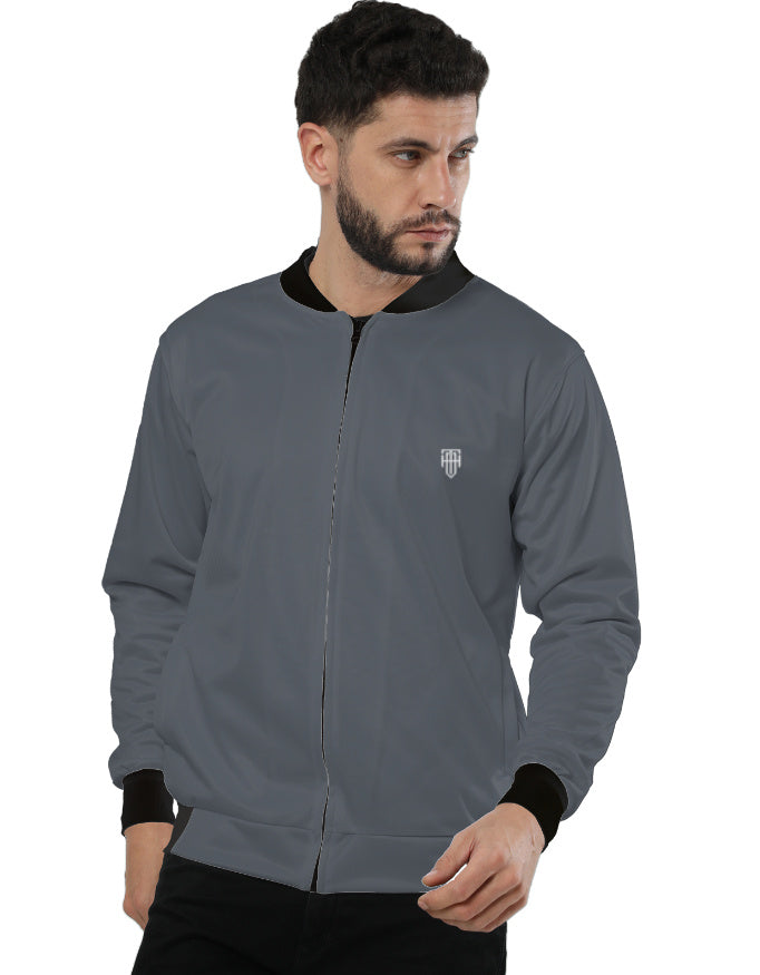 Urban Slate Printed Bomber Jacket – Premium Quality jacket regular fit heavyweight fabric printed design detail view by HAViT Apparel