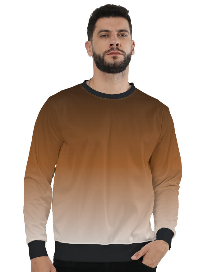 Men’s Gradient Sweatshirt – Brown to Cream Fade sweatshirt regular fit heavyweight fabric printed design detail view by HAViT Apparel